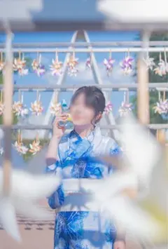 花火模様 浴衣 帯付き