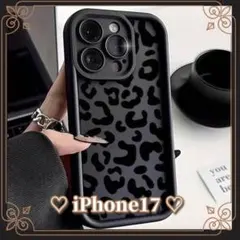 Iphone17 ヒョウ柄 スマホケース ブラック マット 携帯 黒 新品