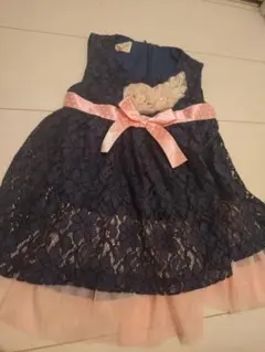 韓国製　ネイビー レース ワンピース