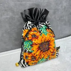 極美品☆レイクアルスター ポーチ 巾着 ひまわり ゼブラ柄 花柄