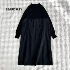 ビアズリー★モックネックニットコンビワンピース　ブラック　黒