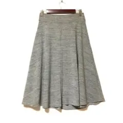 2526 ZARA ザラ フレアスカート ひざ丈 ミモレ丈 Aライン グレー Mのサムネイル