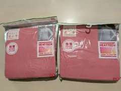 2枚　ユニクロ　ヒートテック　シームレスリブクルーネックT長袖　ピンク　3XL