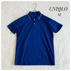 UNIQLO✨ユニクロ（M）ポロシャツ 襟ストライプ 青