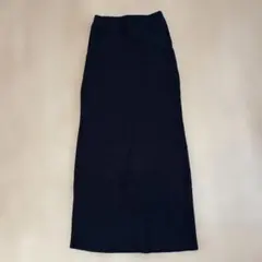 ブラックストライプ リブ編み ロングスカート