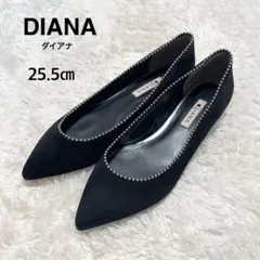 DIANA 25.5cm ブラック フラット 大きいサイズ ビジュー