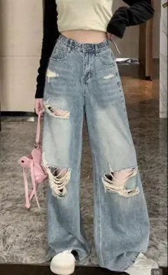 SHEIN ダメージジーンズ