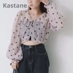 【新品】Kastane カスタネ フラワーステッチブラウス ピンクのサムネイル