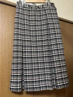 groveネイビーとホワイトのチェック柄タイトスカート L