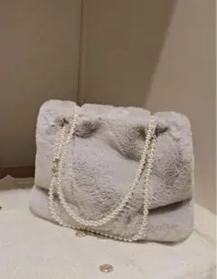 ୨୧パールデコレーションフェイクファーバッグ