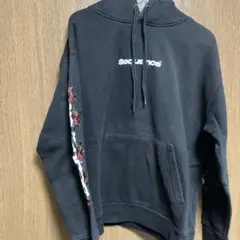 黒 花柄刺繍 フード付きパーカー Mサイズ