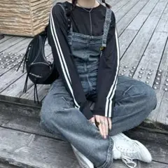 2点セット　JEANASIS (ジーナシス) ロンT デニムサロペット