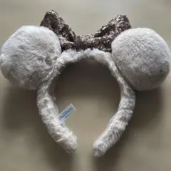 ミッキーマウス型カチューシャ（ファー耳・リボン付き）