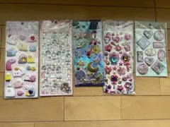 ぷっくりシール　5点セット　ボンボンドロップ風　ウォーターシール　スパンコール