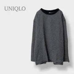 【ユニクロ　UNIQLO】Tシャツ　カットソー　長袖　ボーダー　メンズ　XL