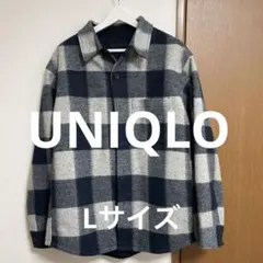 UNIQLO ネイビーグレー チェック柄ジャケット Lサイズ
