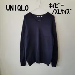 Vネックセーター シンプル/カジュアル 紺(ネイビー) UNIQLO XLサイズ