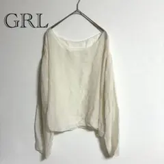 シアーブラウス 長袖 オフホワイト M 透け感 ゆったり 韓国風 薄 軽やか