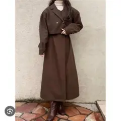 【美品】ブラウン ロングコート　ブラウン　【M】
