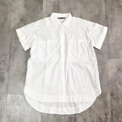 ZARAザラ　白シャツ　半袖　ロング　ビッグシルエット　ポケット　チュニック