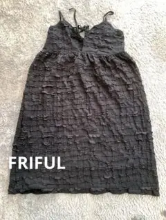 【FRIFUL】ブラック フリルキャミワンピース ロング丈　サイズ:XL