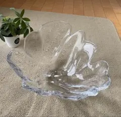 ■高品質■HOYAクリスタル・椿柄大皿■ガラス器・ガラス皿・角皿・花・華・つばき □高品質□HOYAクリスタル・椿柄大皿□ガラス器・ガラス皿・角皿・花