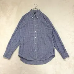 yn840 良品✨パーフェクトスーツファクトリー ギンガムチェック柄長袖シャツのサムネイル