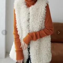 Discoat カーリーファーベスト アイボリー ファーベスト ボアベスト F