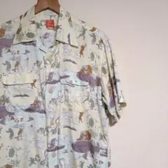 希少　フェローズ レーヨンシャツ　鳥獣戯画　うさぎ　カエル 匠　レーヨンのサムネイル
