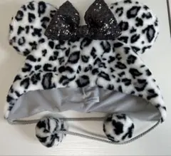 ヒョウ柄 ファンキャップ　白