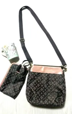 CHRISTIAN OLIVIER ショルダーバッグ 黒/ピンク ポーチ付き