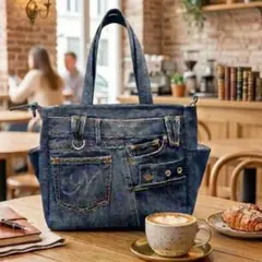 ハンドメイド　デニムリメイクトートバッグ　BIGタイプ