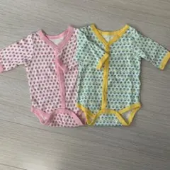前開き　長袖ベビー肌着　ロンパース　2点セット　60cm