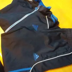 adidasジャージ上下セット(150)黒×ブルー