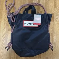 HUNTER ブラックナイロンショルダーバッグ