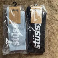 Stussy ソックス 2足セット ライトブルー　 ブラック　25-30cm