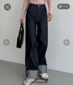 ロールアップハイウエストデニム