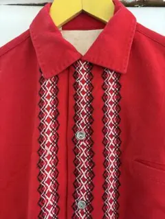 50s vintage shirts ヴィンテージウールシャツ　赤い刺繍入り