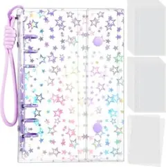 シール帳 ミニバインダー A6 星柄パープル リフィル20枚＋PPシート2枚付
