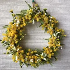 ミモザフラワーリース　玄関リース