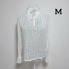 リシェグラマー・M 長袖シャツ ブラウス レース 透け感 ホワイトのサムネイル