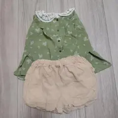 しまむら　juo キッズ 花柄 トップス ブラウス ショートパンツ セット