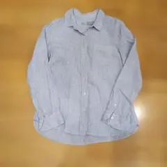 無印良品　ストライプ　リネン100％シャツ