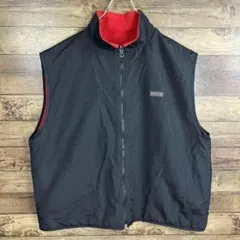 7018 古着　中綿ベスト　リバーシブル　防寒　アウター　2XL ブラック