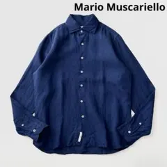 Mario Muscariello ワイドカラー リネン シャツ 43 ネイビーのサムネイル
