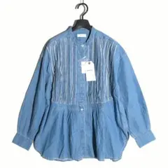 新品 SHIPS any ライトオンス デニム バンドカラー シャツ ブラウスのサムネイル