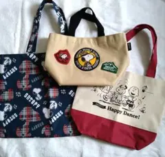 スヌーピー バッグ3点セット ミニトートバッグ おけいこバッグ トートバッグ