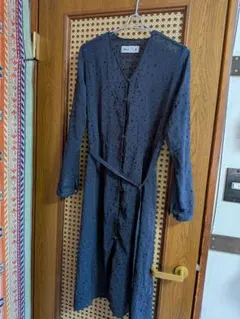 コンバース:ネイビー 星柄 シャツワンピース