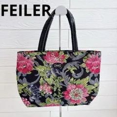 【FEILER】ハンドバッグ/黒/花柄/トートバッグ