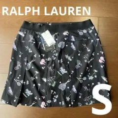 RALPH LAUREN スポーツモチーフプリント黒スカート